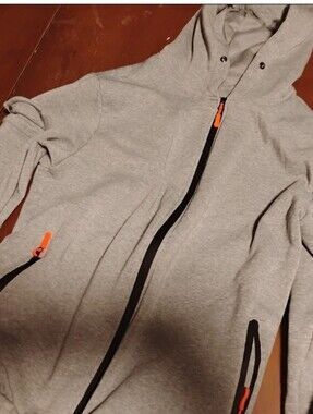 Source Unknown Light Gray Hooded Jacket with Orange Accents